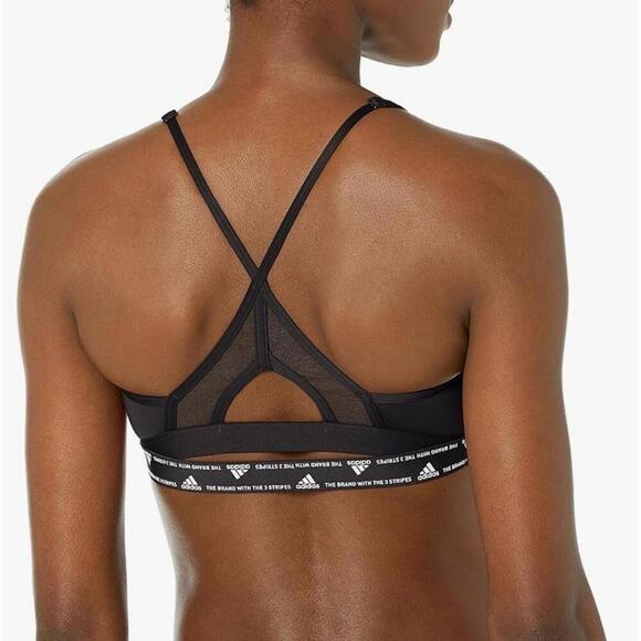 Adidas Womens Light Support 3 Stripe Sports Bra Size 2X Color Black/ White, bra - Picture 5 of 12